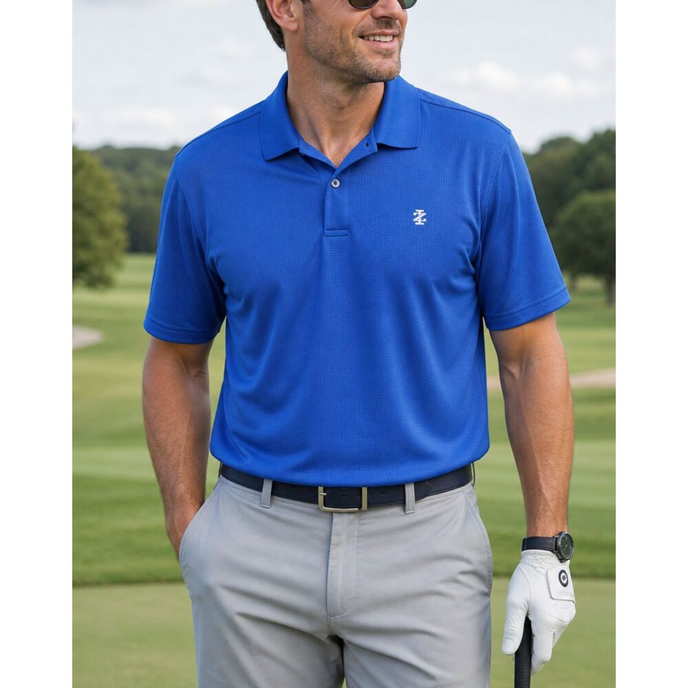 IZOD Golf Polo Shirt XL Blue Performance Short Sleeve Logo Casual Mens